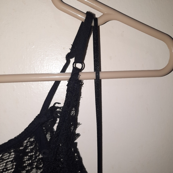 FREE PEOPLE Lace Mini Dress Slip Bodycon Eyelash Lace Halter Black LBD XS 0 2 - Picture 7 of 10